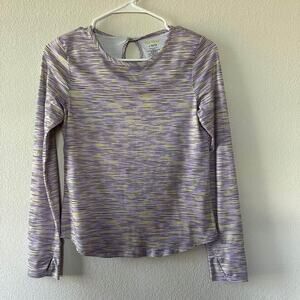 NWOT Girl’s TekGear Athletic Long Sleeve Striped Top sz L 10/12 with thumb holes